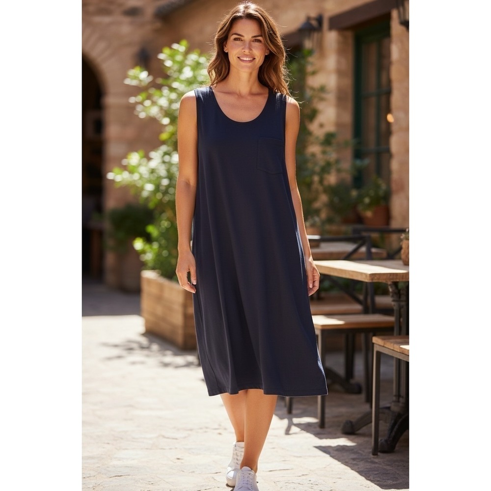 J.Crew VTG CTN Pocket‎ Dress Navy Knit Cottagecore Preppy Resort Athleisure Wear